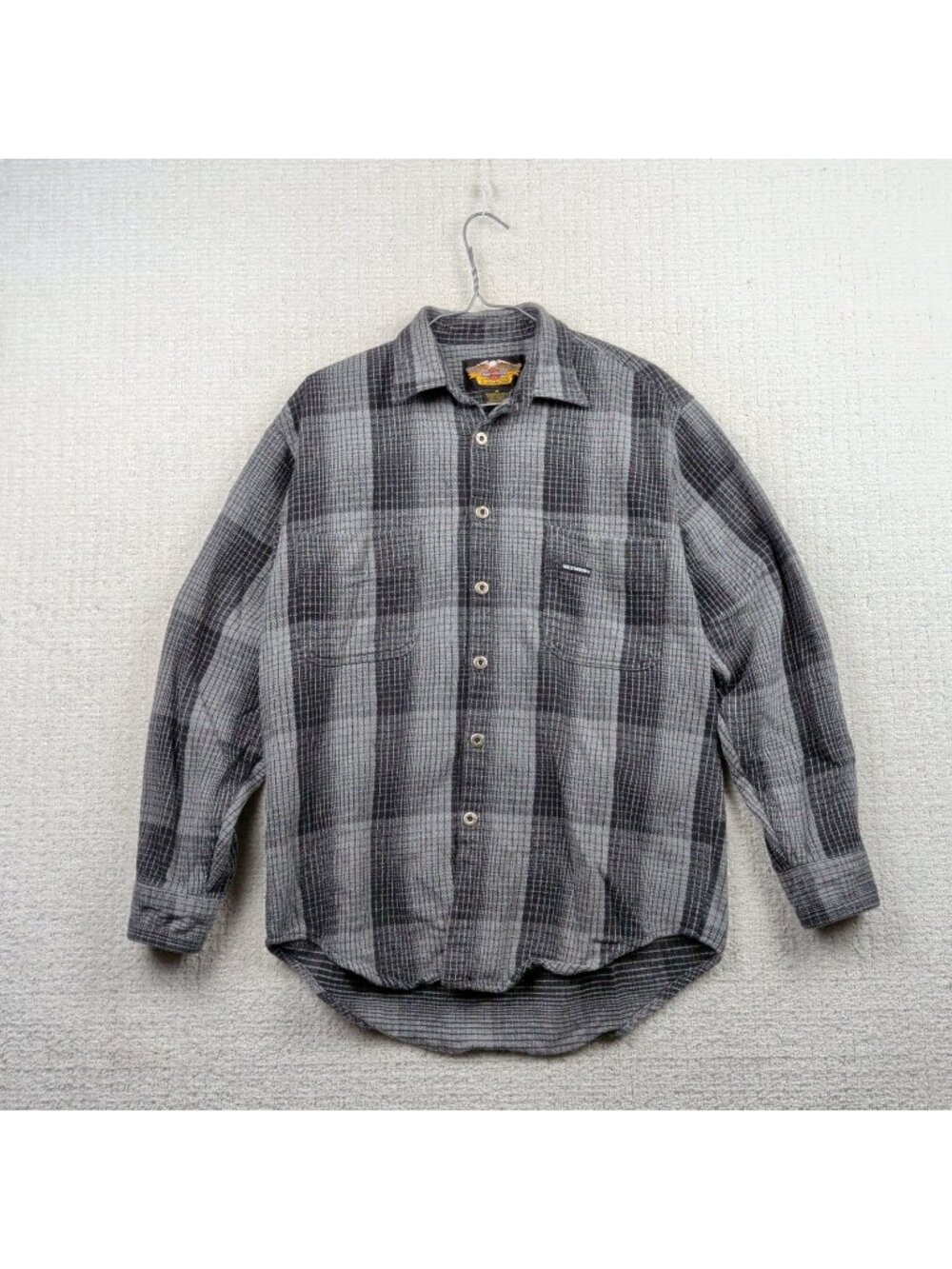 Harley-Davidson Plaid Flannel Shirt Men’s M Gray Red Long Sleeve Button Up Work